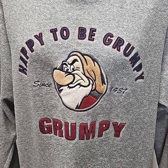 Disney Store "Happy To Be Grumpy" Fleece Embroidered Grumpy Sweatshirt Size M - Picture 5 of 8